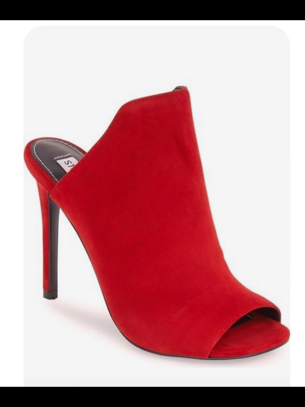 Steve Madden Red Suede Peep-Toe Stiletto Mule